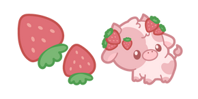 Kawaii Strawberry Cow and Strawberries Curseur