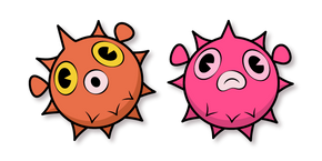 Курсор Cuphead Orange and Pink Pufferfish