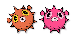 Cuphead Orange and Pink Pufferfish Cursor