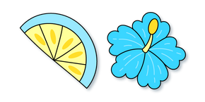 VSCO Girl Blue Flower and Slice of Lemon Curseur