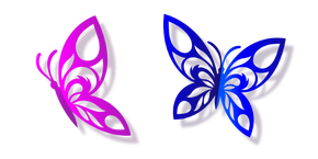 Origami Cut Out Pink and Blue Butterflies Cursor