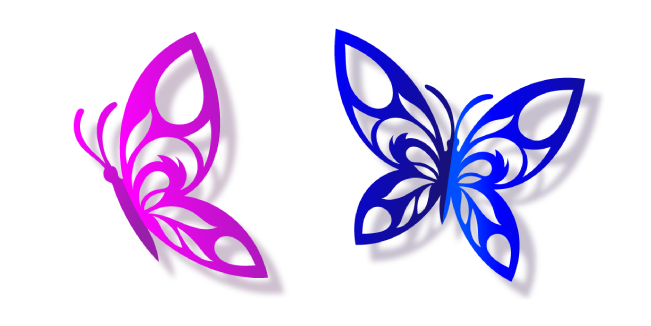 Origami Cut Out Pink and Blue Butterflies курсор