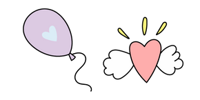 VSCO Girl Balloon and Heart with Wings Cursor