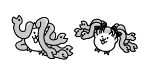The Battle Cats Medusa Cat and Twintail Medusa Cat cursor