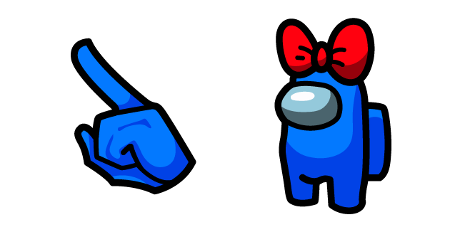 Among Us Blue Character with Red Bow Hat Cursor