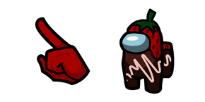Among Us Red Strawberries in Chocolate Character Cursor