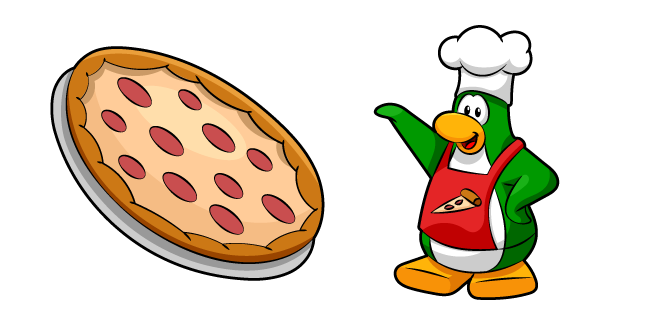 Club Penguin Pizza Chef and Pizza Cursor
