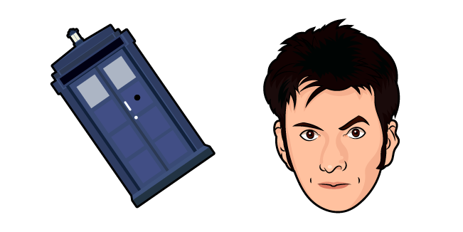 Doctor Who David Tennant and Police Box Cursor