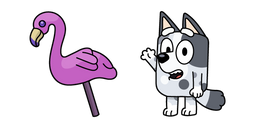 Курсор Bluey Muffin Heeler and Flamingo