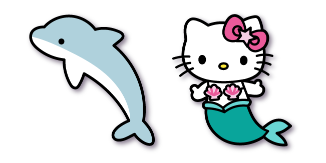 Hello Kitty Mermaid and Dolphin Cursor