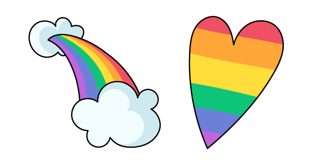 VSCO Girl Rainbow Clouds and Heart Cursor