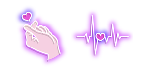 Neon Love Hand and Heart Beats Cursor