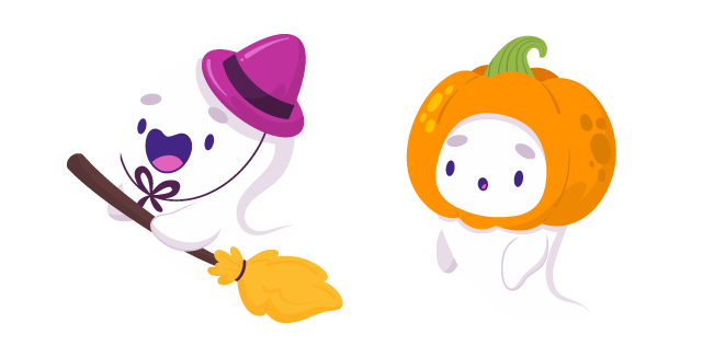 Halloween Ghosts Broom and Pumpkin Cursor