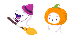 Halloween Ghosts Broom and Pumpkin Cursor