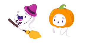 Курсор Halloween Ghosts Broom and Pumpkin