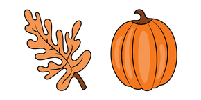 VSCO Girl Orange Leaf and Pumpkin Curseur