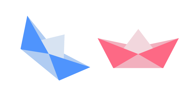 Origami Blue and Pink Boats Cursor