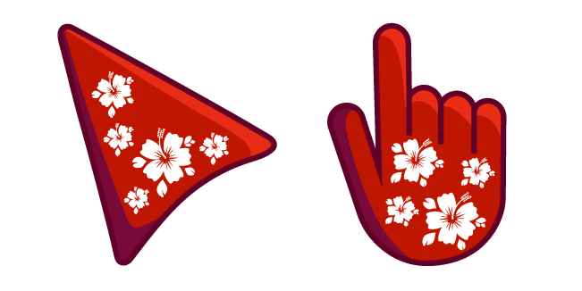 Hawaiian Hibiscus on Red Background Cursor