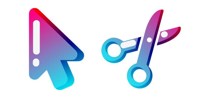 Minimal Gradient Red Blue Scissors Cursor