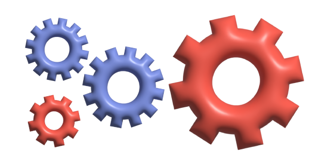 Simple 3D Gears in Orange and Blue Cursor