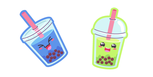 Kawaii Blue and Green Bubble Tea Cursor