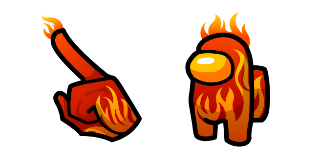 Among Us Red Character in Flames Cursor