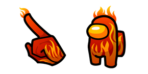 Among Us Red Character in Flames cursor