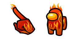 Among Us Red Character in Flames Cursor