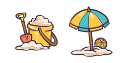 Курсор Cute Beach Umbrella with Ball and Sand Bucket with Shovel