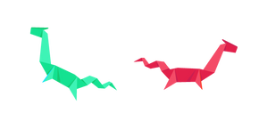 Origami Japanese Red and Green Dragons cursor