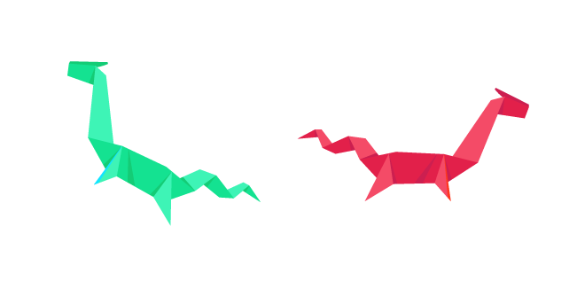 Origami Japanese Red and Green Dragons Cursor