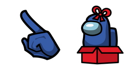 Among Us Blue Character in Red Gift Box cursor