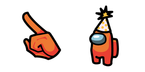 Among Us Orange Character in Party Hat cursor