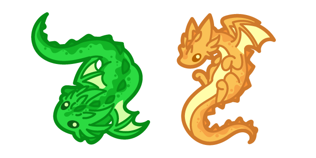 Kawaii Orange and Green Dragons курсор