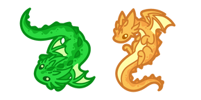 Курсор Kawaii Orange and Green Dragons