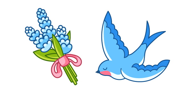 Blue Swallow and Hyacinth Flowers Cursor