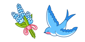 Blue Swallow and Hyacinth Flowers Cursor