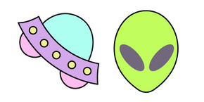 VSCO Girl Green Alien and UFO Curseur