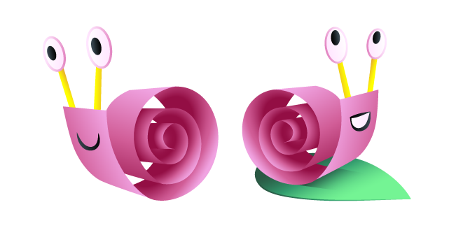 Origami Pink Snail and Green Leaf курсор