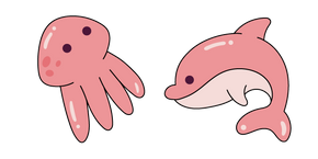 VSCO Girl Pink Dolphin and Octopus cursor