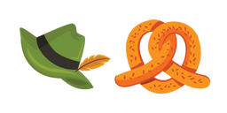 Oktoberfest Hat with Feather and Pretzel Cursor