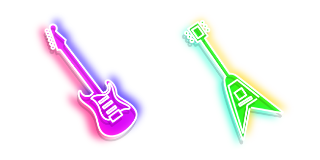 Neon Pink and Green Electric Guitars Cursor