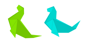 Origami Green and Blue Sea Lion cursor