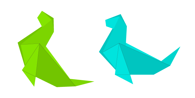 Origami Green and Blue Sea Lion Cursor