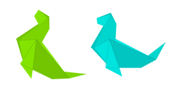 Origami Green and Blue Sea Lion Cursor