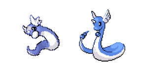 Pokemon Dratini and Dragonair Pixel Curseur