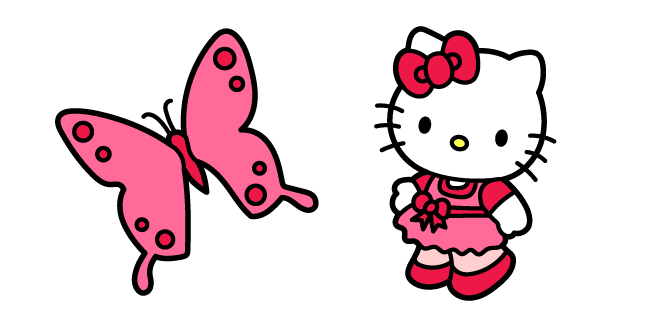 Hello Kitty and Red Butterfly курсор