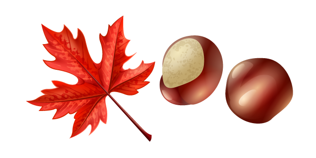 Autumn Red Maple Leaf and Chestnut Cursor