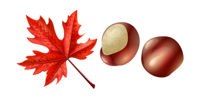 Autumn Red Maple Leaf and Chestnut Curseur