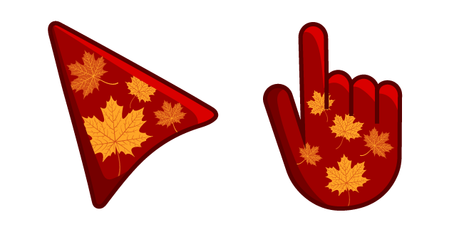 Orange Maple Leaves on an Red Background Cursor